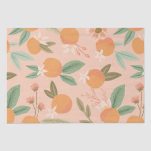 Papier Mousseline Tropical Citrus Floral Rose
