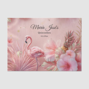 Papier Mousseline Tropical Flamingo Quinceañera, personnalisé