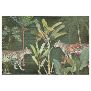 Papier Mousseline Tropical Floral Leopard Foliage Jungle Decoupage