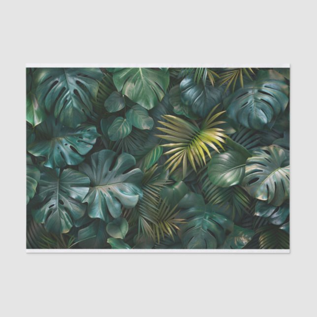 Papier Mousseline Tropical Green Leaf Palm Fronds Découpage (Recto)