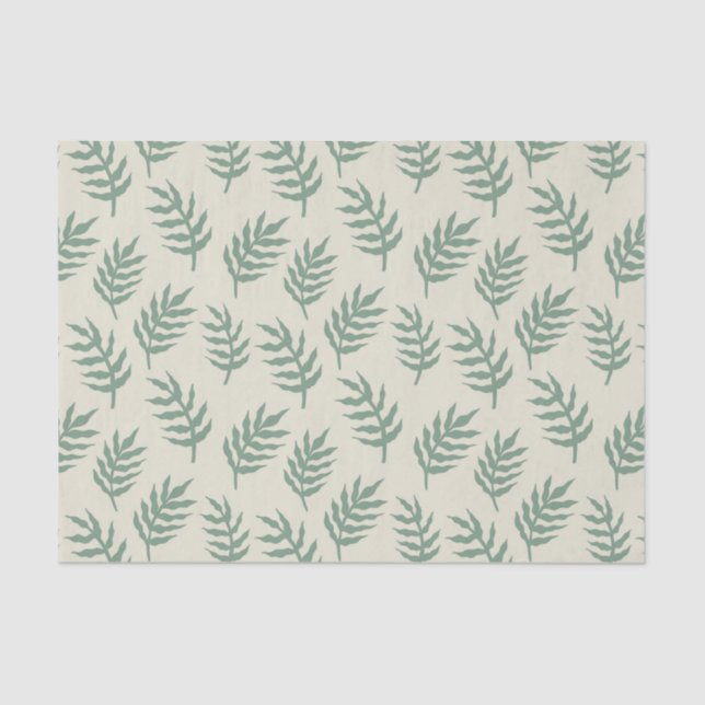 Papier Mousseline Tropical Jungle Rainforest Fern Feuille Motif  (Recto)