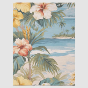 Papier Mousseline Tropical Pastel Ocean View Decoupage