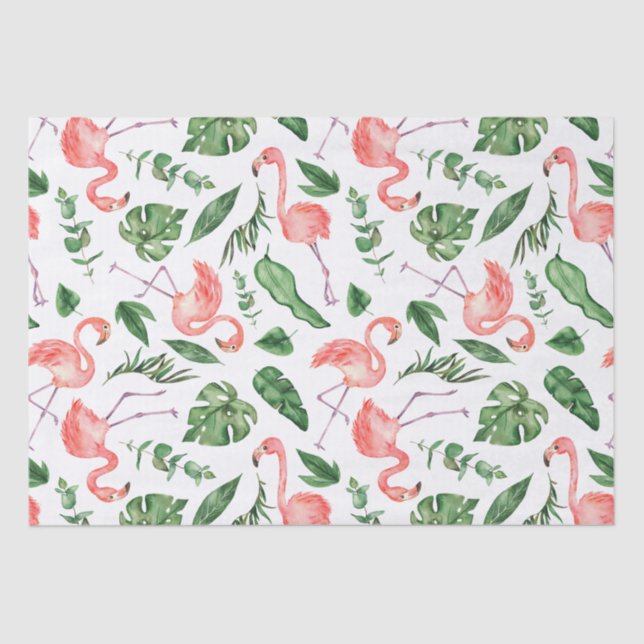 Papier Mousseline Tropical Pink Flamingo Pattern v2 (Recto)