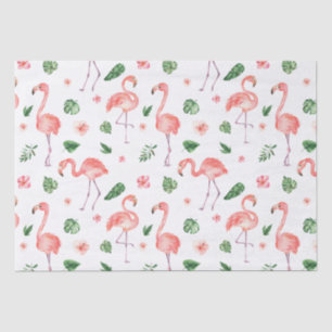 Papier Mousseline Tropical rose Flamingo