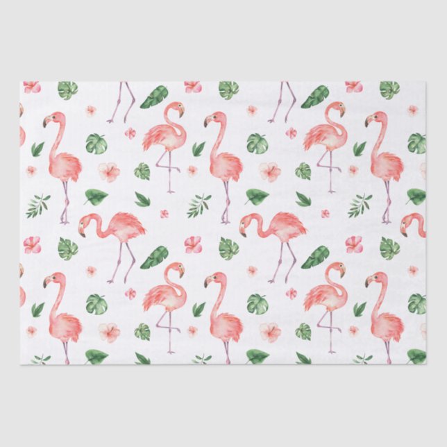 Papier Mousseline Tropical rose Flamingo (Recto)