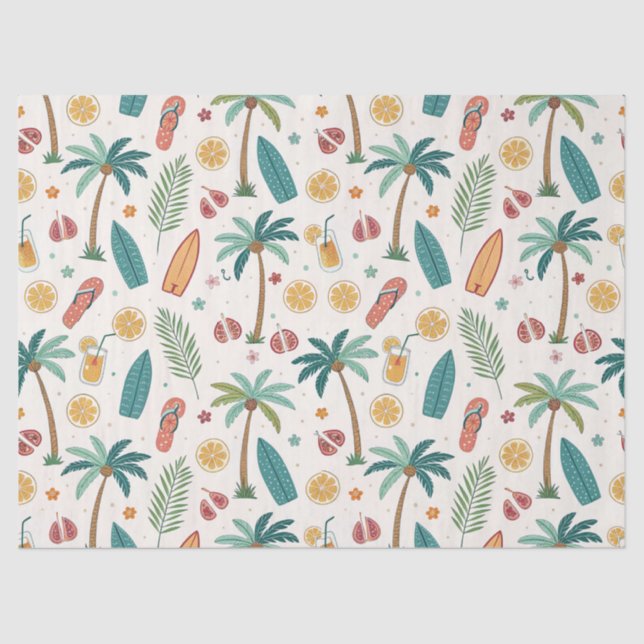 Papier Mousseline Tropical Summer Beach Pattern (1) (Recto)