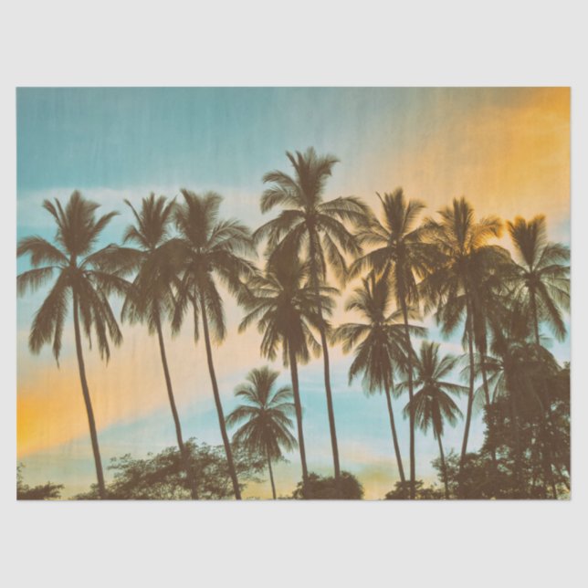Papier Mousseline Tropical Twilight: Coconut Palm Silhouette (Recto)