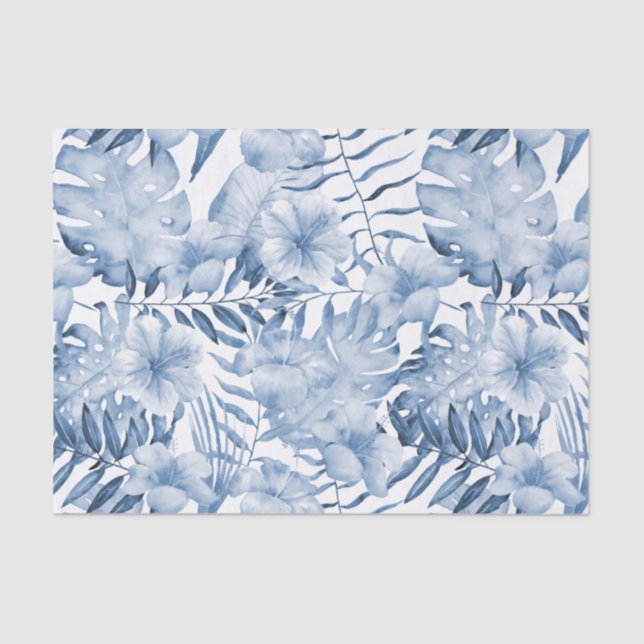 Papier Mousseline Tropical violet bleu Feuille Fête des mariées (Recto)