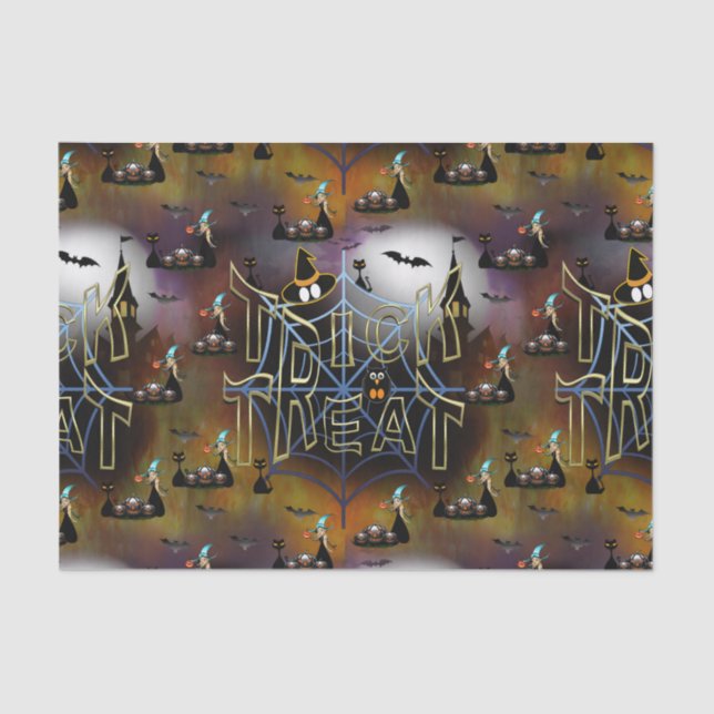 Papier Mousseline Trucs gothiques ou traiter spiderweb répétition (Recto)