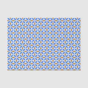 Papier Mousseline Tuile géométrique de brun bleu de pétales vintages