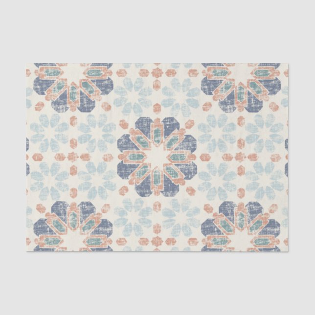 Papier Mousseline Tuile marocaine - Périwinkle (Recto)