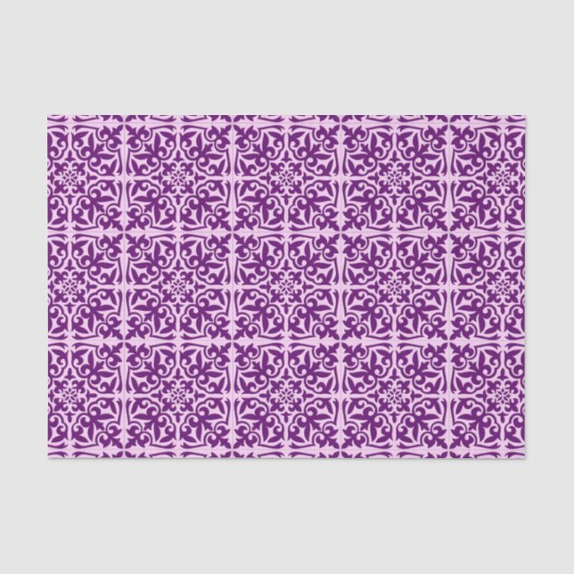 Papier Mousseline Tuiles marocaines - violet et orchidée (Recto)