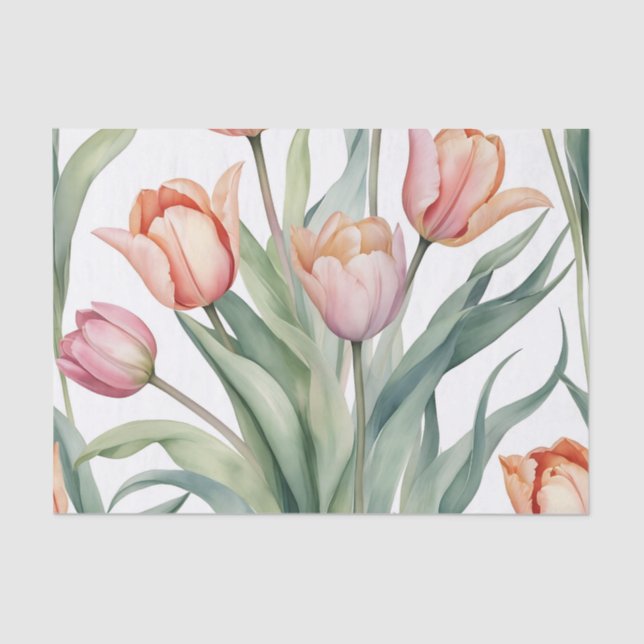 Papier Mousseline Tulipe sophistiquée avec aquarelle (Recto)