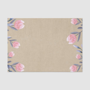 Papier Mousseline Tulipes Aquarelle Rose Fête de Mariage