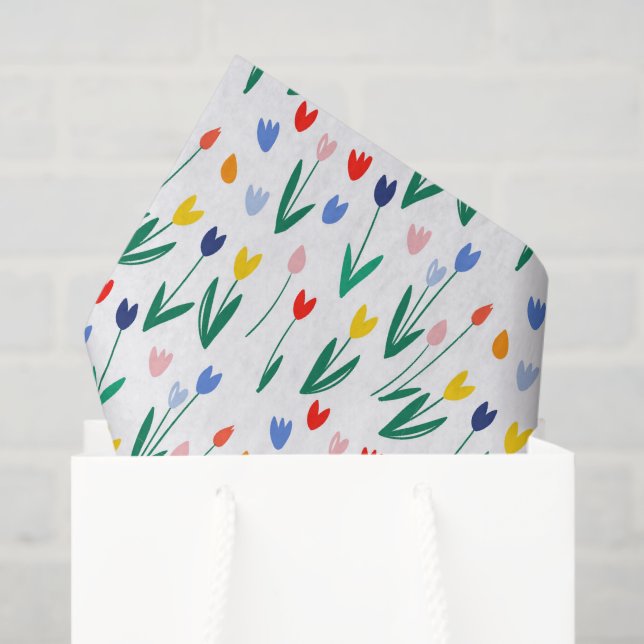Papier Mousseline Tulipes Colorées  (Sac cadeau)