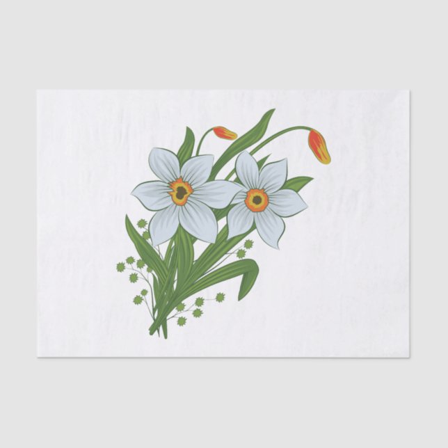 Papier Mousseline Tulipes et jonquilles Fleurs (Recto)