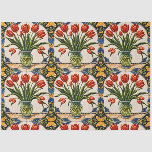 Papier Mousseline Tulipes Moderne Belle Collection (Recto)
