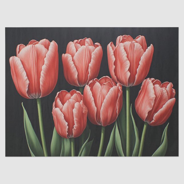 Papier Mousseline Tulipes rouges (Recto)