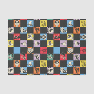Papier Mousseline TUNES LOONEY™ en noir et blanc en Checker coloré