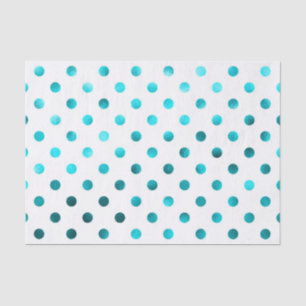 Papier Mousseline Turquoise Aqua Blue Metallical Faux Foil Polka Poi