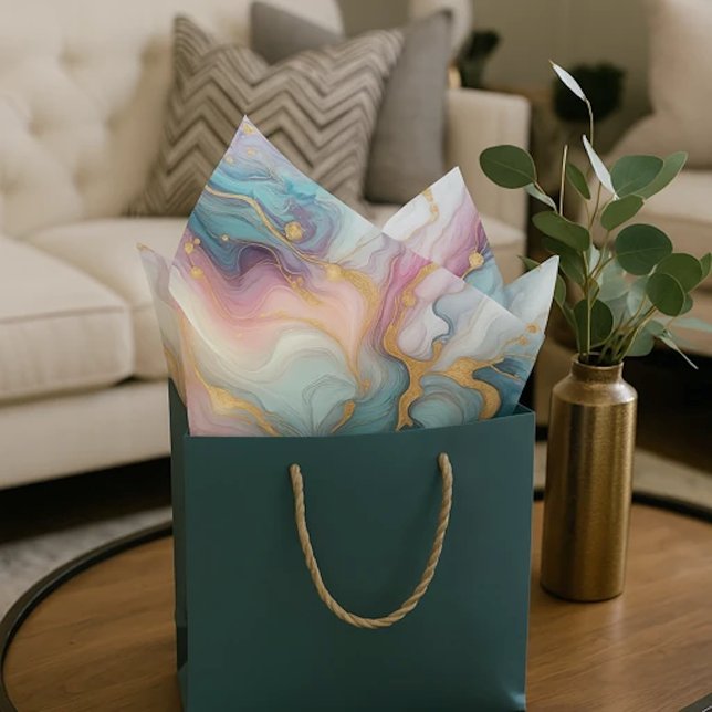 Papier Mousseline Turquoise Aqua Blue violet rose or marbre Motif (Créateur téléchargé)