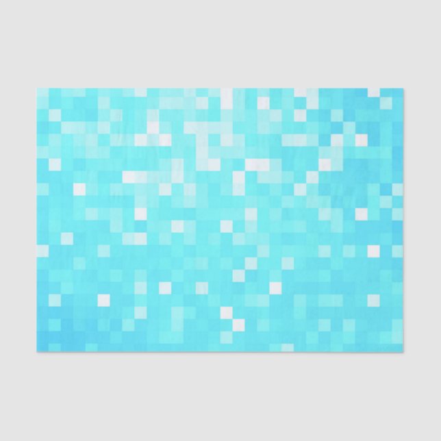 Papier Mousseline Turquoise Aqua Pixels Papier Tissu (Recto)