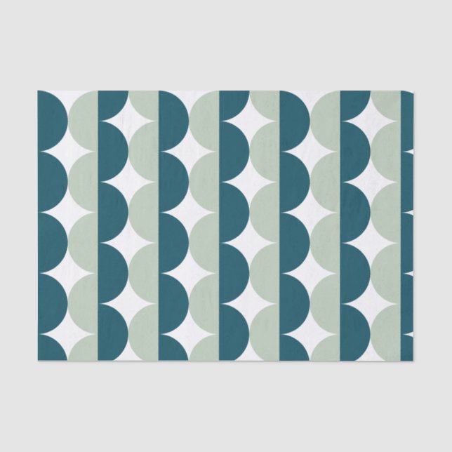 Papier Mousseline Turquoise Bleu clair Mid Century moderne Vave (Recto)