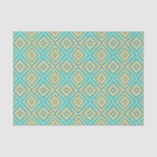 Papier Mousseline Turquoise Blues Alternative Diamond Motif (Recto)