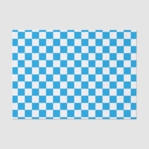 Papier Mousseline Turquoise Checkered et blanc