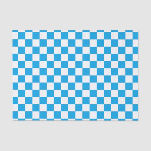 Papier Mousseline Turquoise Checkered et blanc (Recto)