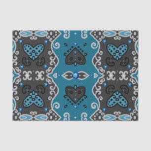 Papier Mousseline Turquoise et gris Vintage Rhinestones élégants Mot