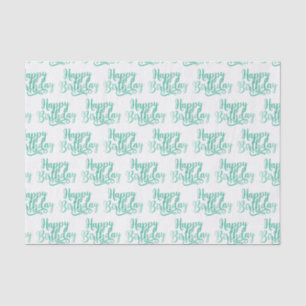 Papier Mousseline Turquoise Green Fun HEUREUX ANNIVERSAIRE Personnal