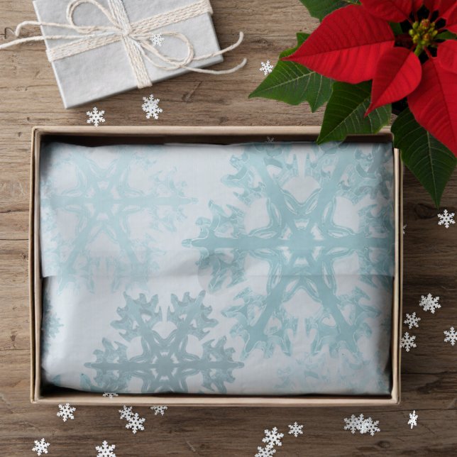 Papier Mousseline Turquoise hiver Glacet de neige Motif Tissu papier (Teal Winter Ice Snowflake Pattern Tissue paper just for you)