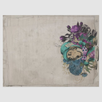 Papier Mousseline Turquoise Mad Hatter Alice au pays des merveilles