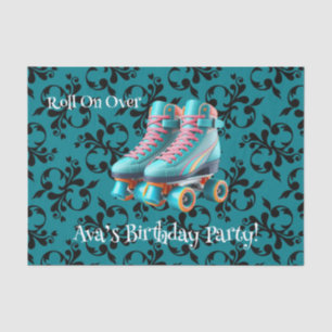 Papier Mousseline Turquoise Neon Roll Sur Patinage Anniversaire