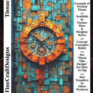 Papier Mousseline Turquoise & Orange Steampunk Horloge CZ1 Découpage