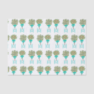 Papier Mousseline Turquoise Orange Topiary Robin's Egg Blue