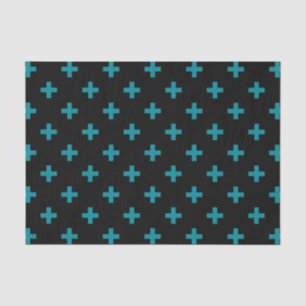 Papier Mousseline Turquoise polka croise sur noir