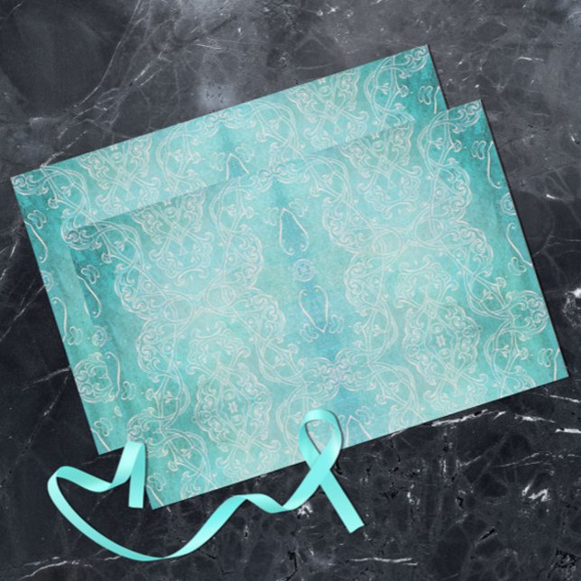 Papier Mousseline Turquoise Turquoise Classique Baroque Élégant (Créateur téléchargé)