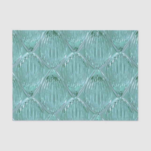 Papier Mousseline Turquoise verre look motif abstrait élégant (Recto)