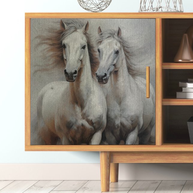 Papier Mousseline Twin White Wild Horse Decoupage Tissu Papier (Créateur téléchargé)