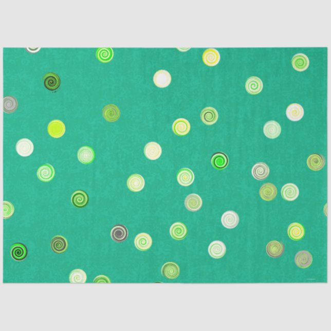 Papier Mousseline Twisty Polka Dot Spirals Green Tissue Paper (Recto)