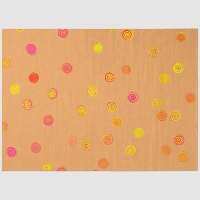 Papier Mousseline Twisty Polka Dot Spirals Orange Tissue Paper (Recto)