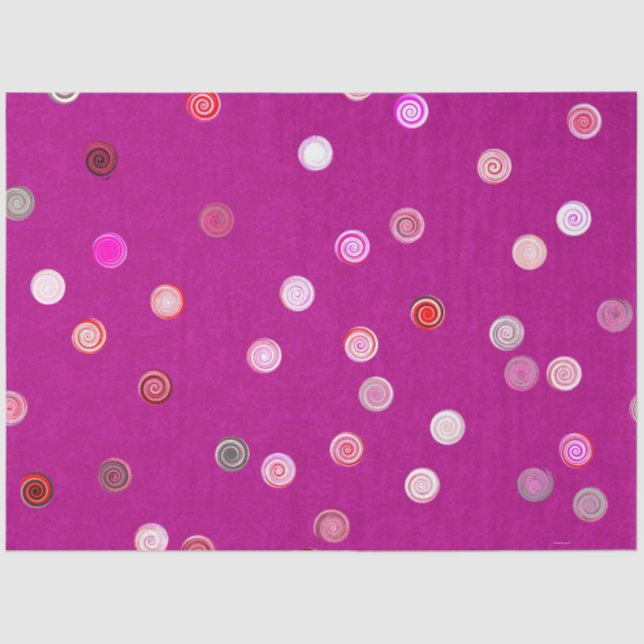 Papier Mousseline Twisty Polka Dot Spirals Pink Tissue Paper (Recto)