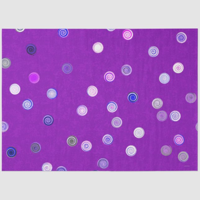 Papier Mousseline Twisty Polka Dot Spirals Purple Tissue Paper (Recto)