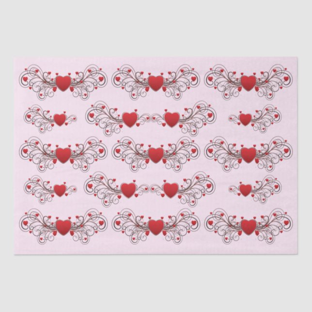 Papier Mousseline Two Become One Scrolled Hearts Pink (Recto)