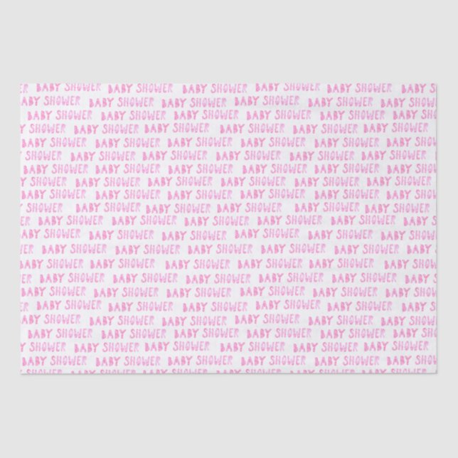 Papier Mousseline Typographie Baby shower fille rose mignonne (Recto)