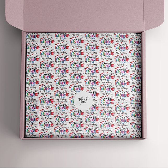 Papier Mousseline Typographie colorée du meilleur enseignant (Créateur téléchargé)