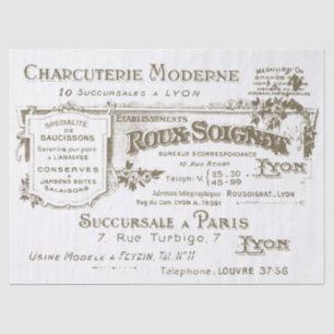 Papier Mousseline Typographie d'entreprise française vintage Lyon Dé