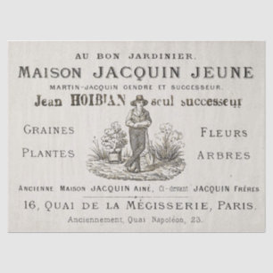Papier Mousseline Typographie du jardinier vintage Farmer Paris Ad